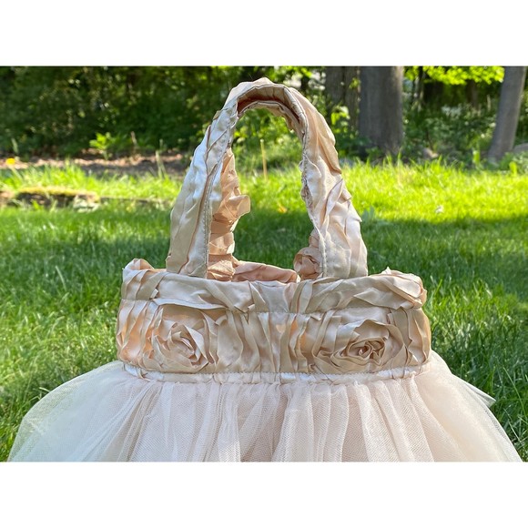 Ivory Princess Tote, Bridesmaid Bridal Tote, Flower Girl Bag, Ballerina Tote - Picture 3 of 4